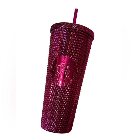 Starbucks Other - STARBUCKS 2022 Holiday Collection Metallic “Sangria” Hot Pink Studded Tumbler.